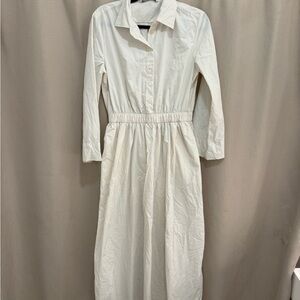 Zara White Long Sleeve Shirt Dress
